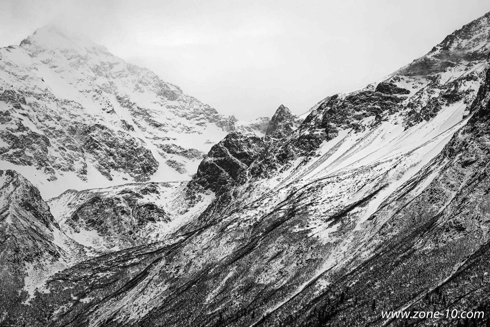 Chugach Mountains and Falling Snow