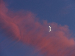 Moon, Cloud, Sunset Light
